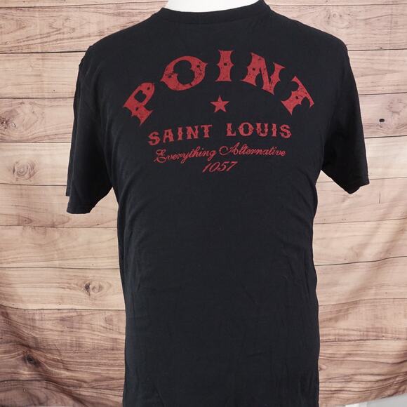 105.7 THE POINT ST LOUIS MO RADIO STATION BLACK TSHIRT SIZE XL - Picture 2 of 5
